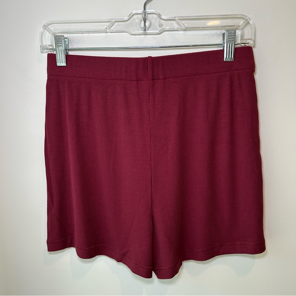 Skims Ribbed Lounge Shorts Burgundy Size Extra Small - Picture 2 of 7